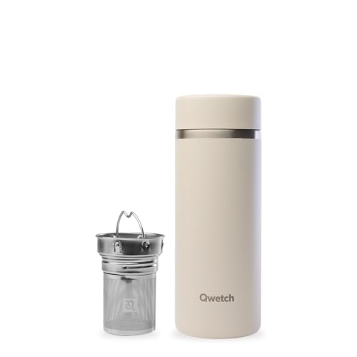 Qwetch - Théière Isotherme Nomade 400ml - Infuseur avec 2 Filtres - 12h Chaud / 24h Froid - Étanche, Réutilisable & Durable - Pour Thé, Café, Tisane,...