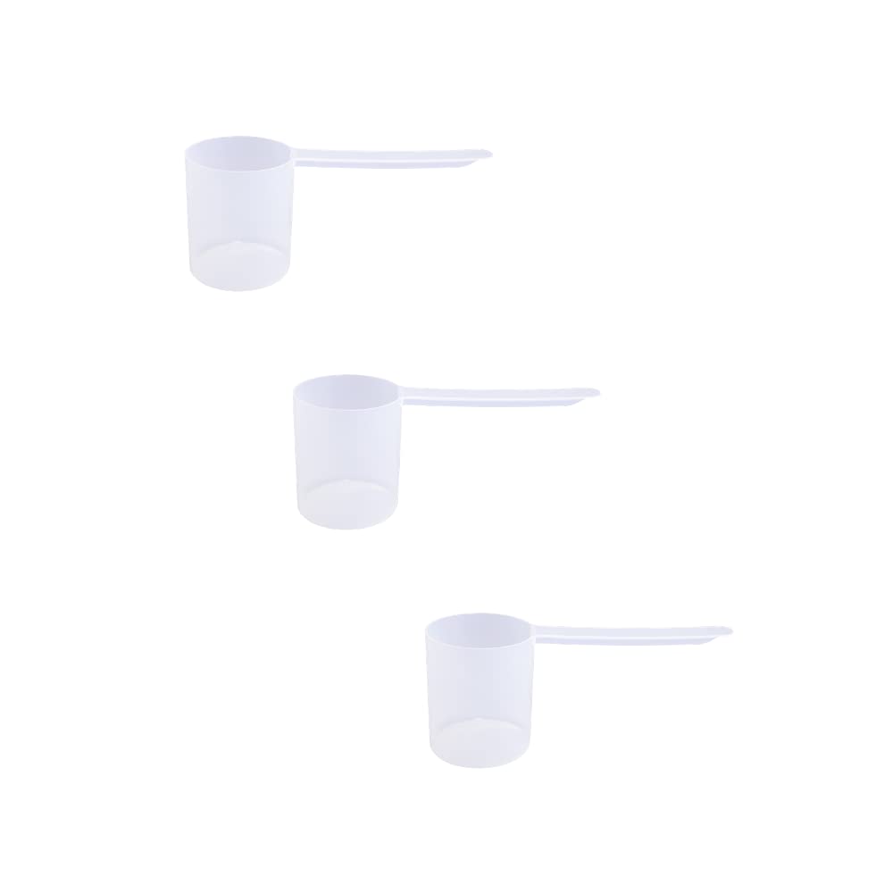 80cc Long Handle Measuring Scoop (1/3 Cup / 2.7 oz / 80mL) - Heavy-Duty Plastic Spoon for Powders, Protein, Coffee, and Baking, 3-Pack