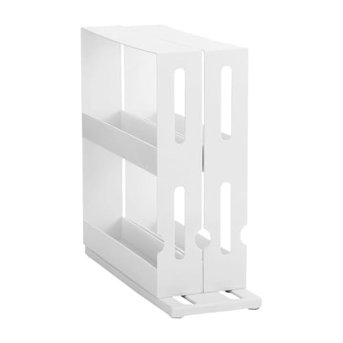 Poemtian Cabinet Caddy, Sliding Spice Rack Organizer with Rotating Design, Storage 20 Bottles Each, Non-Skid Base, Easy Pull-Out & Space-Saving Kitchen Organizer