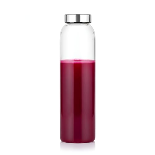 Image of Vency Glass Water Bottle for Fridge, 800ml, Transparent, Leakproof Flip Cap, Airtight Seal, for Milk, Juice, Cold Beverages, Durable, Scratch-Proof, Freezer Safe (Set of 1)