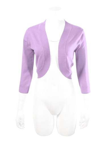 Image of Allsense Women's 3 /4 Sleeve Bolero Shrug for Dresses | Open Front Cropped Cardigan, Lightweight Knit Dress Cover Up