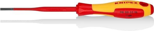 KNIPEX Screwdriver (Slim) for Slotted Screws Insulating Multi-Component Handle, VDE-Tested 202 mm, 98 20 35 SL
