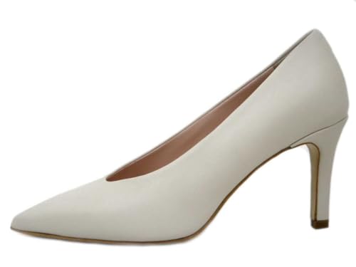 Décolleté en cuir beige talon 8 cm R103, la chaussure idéale du bureau aux dîners