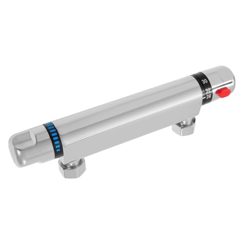 Válvula termostática, grifo termostático de latón, termostato de ducha con protección antiquemaduras, válvula termostática, ducha 20-50 ℃, botón de seguridad