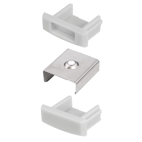 INNOVATE 15 x Montageklammer - 10 Endkappen davon 5x mit Kabeldurchführung grau Halteklammer für Alu Profil LED Schiene Alu Leisten Alu Kanal Montagematerial für Aluminium Profile
