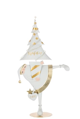 J-Line Statuetta Babbo Natale albero – Acciaio – Oro/Bianco – Small – LED