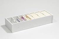 Qibivfo A7 Karteikarten Box aus Holz-Kunststoff-Verbund 36.3×12×6.4cm – Große Index Box mit 8 Fächern, Flexible Trennwände, Ideal für A7/A8 Karteikarten, Visitenkarten & Büroorganisation