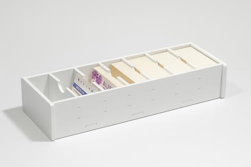 Qibivfo A7 Karteikarten Box aus Holz-Kunststoff-Verbund 36.3×12×6.4cm Große Index Box mit 8 Fächern Flexible Trennwände Ideal für A7/A8 Karteikarten Visitenkarten & Büroorganisation