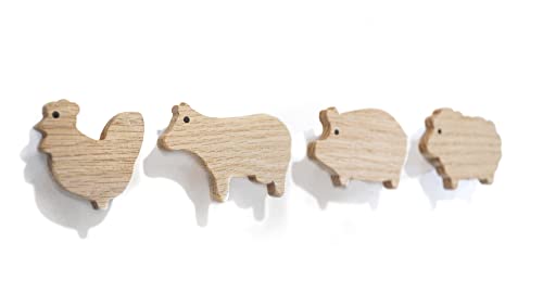 Crochet Mural Enfant en Bois Animaux Enfant Chambre Enfant Ferme, Poulet, Vache Mouton et Cochon Farm Déco Patère Portemanteau Portemanteau Style Scandi Idée Cadeau Cover