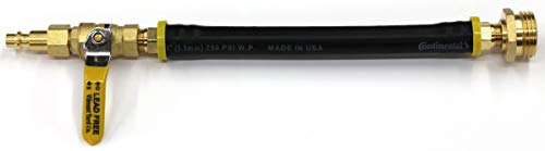 Winterize RV, Motorhome, Boat, Camper, and Travel Trailer: Air Compressor Quick-Connect Plug To Male Garden Hose Faucet Blow Out Adapter with Valve (Lead-Free Brass)