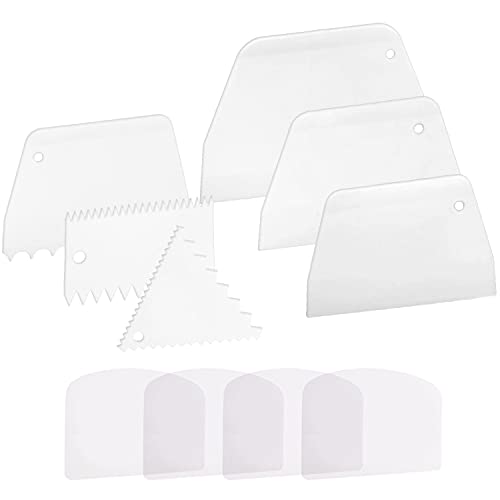 Anvin Cake Scraper Smoother Cake Icing Tool Set, Plastic Scraper Cake Frosting Scraper Smoother Combo for Buttercream Edge Decorating Cake Smoother Flexible for Baking Birthday DIY Kitchen (10 Pcs)