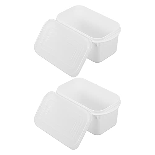 Hemoton Bread Box Bread Box Butter Box Butter Box Butter Dish Airtight Butter Keeper Holds with Lid Cheese Crisper Cake Fridge Food Container For Restaurant Kitchen White 2pcs Bread Box Plastic