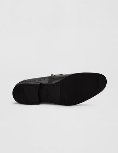 Image of Louis Philippe Men Patent Leather Breathable Lining Material Anti Slip with Heel TPR Sole Formal Slip-on Shoes