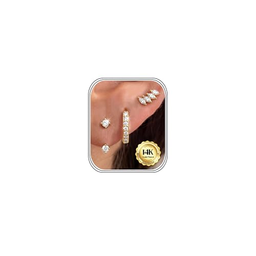 MILACOLATO 925 Sterling Silver Earrings for Women, 14K Gold Plated Small Huggie Hoop Earrings Sets...