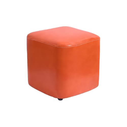MiluFox ローベンチ オットマン スツール 正方形 コンパクト 3サイズ 30x30cm 30x35cm 30x40cm 脚置き 北欧 モダン 玄関 シューズベンチ リビング 肘掛け 補助 イス 省スペース (30*40CM,オレンジ色)