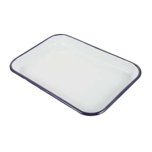 Plateau rectangulaire émail pour cuisson et service au barbecue