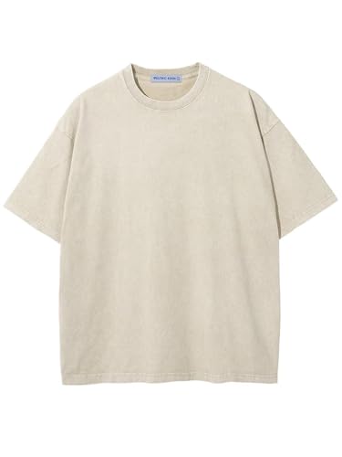Aelfric Eden Mens Cotton T-Shirts Oversized Unisex Short Sleeves Wash Baggy Casual Tees Workout Solid Summer Tops