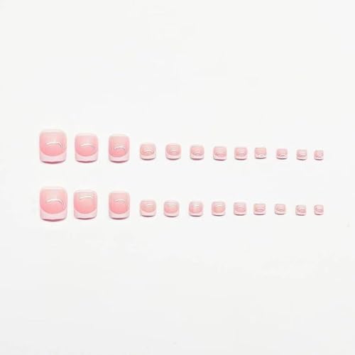 Image of 48 Pcs Square Press on Nails & Press on Toenails Set White French Tip Nail with Bow Design Glue on Nails Artificial Acrylic Full Cover Fake Nails Glossy Stick on Toe Nails for Women Summer Manicure