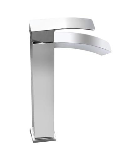 Grifo de cascada para baño en latón cromado con flujo suave monomando 2