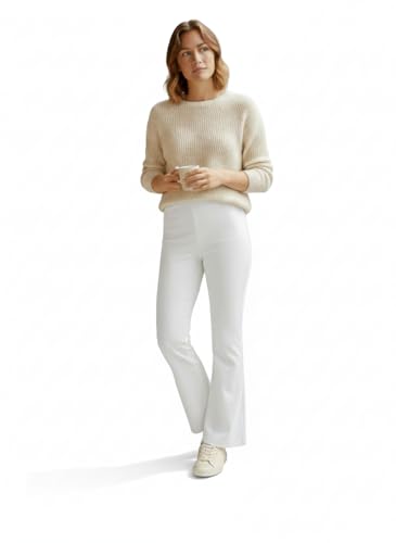 INSAFIANS Ladies Jersey Stretchy Trousers Comfortable Pull On Casual Work Wear Flared Pants (White 18 Short)