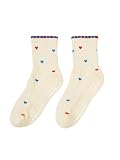 Shapes Studio Crew Half Calf Grip Socks, Cutest Fruits Pilates Socks, Ruffle socks, Non-Slip, Barre Yoga Fitness (US, Numeric, 5, 10, Regular, Regular, Mini Hearts USA, Effortless Club)