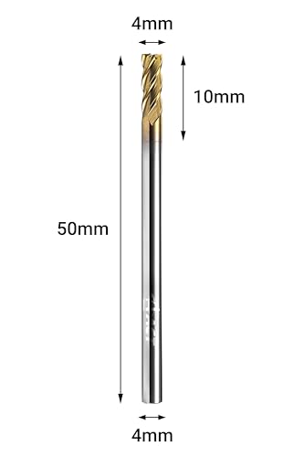 Image of ACCUCUT A4KES 4mm Carbide Square End Mill- 4 Flute Milling Bit for Steel, Die or Hardened Steel, Cast Iron, Copper, Alloys & Materials 50 < HRC < 60 - TiSiN Coating CNC Router Bit, 35 Degree Helix