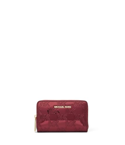 Image of Michael Kors Womens, Jet Set Small Zip Around Card Case, Deep Red, One Size