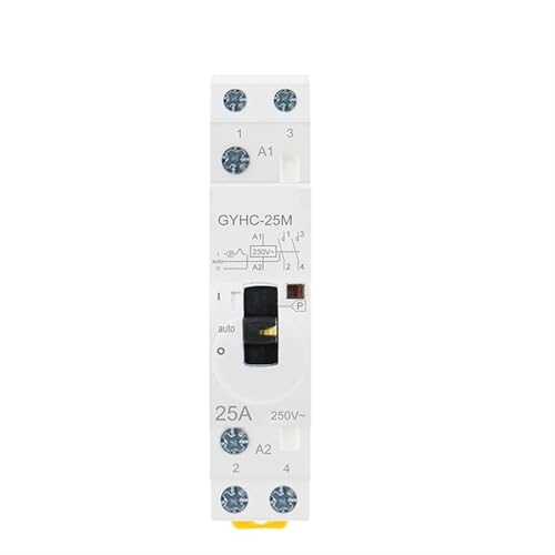 Contactor modular GYHC 2P 25A para riel DIN con control manual de 220V 2
