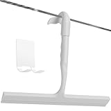 Duschabzieher | Einteiliger Silikon Abzieher Dusche mit integriertem Haken | 25 cm Saugstark & Kratzfrei für Duschwand Duschkabinen,Glas,Fliesen & Spiegel | Rutschfester Ergonomischer Griff | Grau