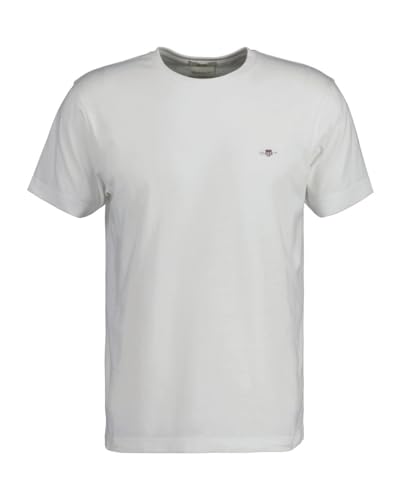 GANT Camiseta Slim Shield SS para Hombre, Blanco, L