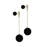 coadipress Double Plush Ball Long Stud Earrings for Women Fashion Simple Cute Geometry Round Pom Pom...