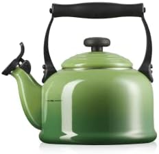 Le Creuset Traditional Stove-Top Kettle with Whistle, Suitable for All Hob Types Including Induction, Enamelled Steel, Capacity: 2.1 L, Black, 92000800140000