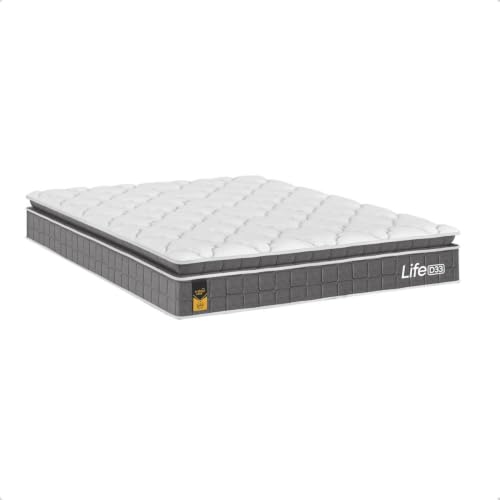 Colchão Casal Life D33 Pillow Top Cinza 17x138x188cm- E-shop Casa