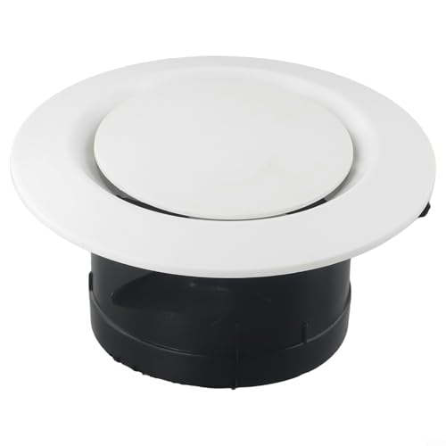 Solaughguy Copertura per griglia di ventilazione a soffitto, in ABS, diffusore regolabile per aria calda, bianco e nero, facile da installare per scarico interno e riduzione del rumore (100 mm)
