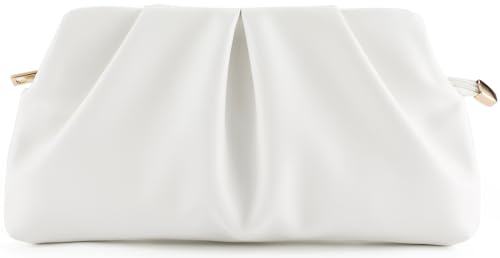 Image of Women Clutch Bag Dressy Formal Handbag Pleated PU Clutch Purse Detachable Chain