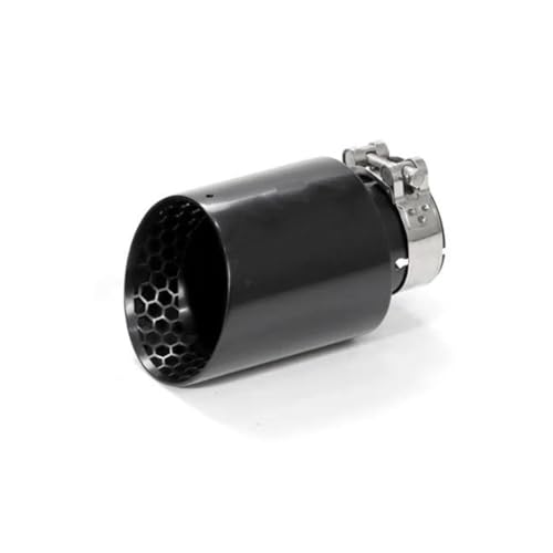 Embout pot d'échappement 63-89mm en acier inoxydable noir nid d'abeille 1pc gauche