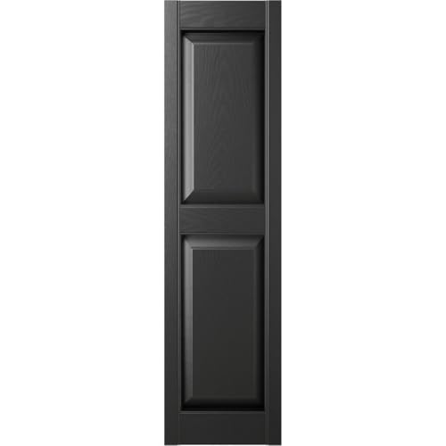 Builders Edge 14.5 in. W x 29 in. H, Custom Two Equal Panels, Raised Panel Shutters, Includes Matching Installation Spikes (Per Pair), 002 - Black by Ekena Millwork - Image 2
