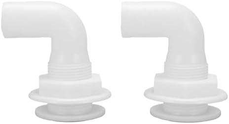 Dpofirs Boat Thru Hull Fittings, 2 Pack White 90 Degree Plastic Marine Connector with 1in Interface for Bilge Pump Live Well RV - 5
