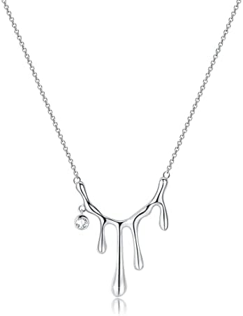 Jadefy Pendant Necklace for Women,18K White Gold Plated Pendant Necklace Hypoallergenic Stylish Necklaces for Women,Jewelry Gift for Women Girls Moonstone Moon and Star/Irregular Water Drop