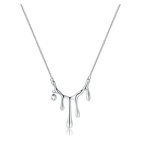 Jadefy Pendant Necklace,18K White Gold Plated Irregular Water Drop Necklace for Women Girls,Hypoallergenic Stylish Necklace Jewelry Gift for Women Girls Cover