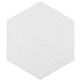 SomerTile Gaudi - Azulejo hexagonal de porcelana para suelo y pared (21, color blanco