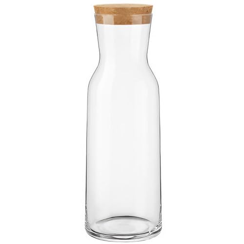 Gerimport Bormioli Rocco Aquaria Glass Water Carafe with Cork Lid - Decanter Jug for Water, Wine, Iced Tea - 1.2L