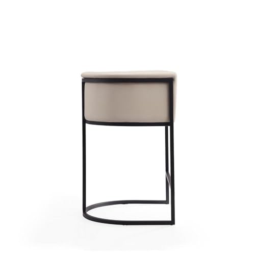 Manhattan Comfort Cosmopolitan 26 Inch Mid Century Modern Counter Height Bar Stools | Faux Leather Upholstery, Thick Foam Padding, Metal Base with Footrest, Fully Assembled Barstools, Set of 1, Cream by Manhattan Comfort - Image 4