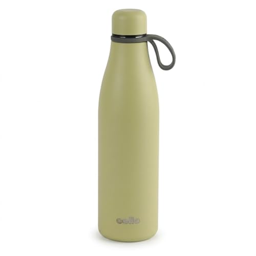 Image of CELLO Duro Oxy Stainless Steel Flask 900 ml Lemon Green | Easy to Pour & Fill, Spill Proof Leakproof Vacuum Insulated Hot and Cold Thermos Water Bottle for School College Office Gym Biking & Travel