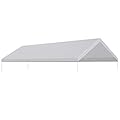 TGEHAP 12'x20' Carport Replacement Canopy Cover for Tent Car Garage Shelter Top Tarp Cover with Ball Bungees (Only Only Top Cover, Frame is not Included)