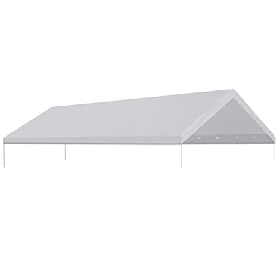 TGEHAP 12'x20' Carport Replacement Canopy Cover for Tent Car Garage Shelter Top Tarp Cover with Ball Bungees (Only Only Top Cover, Frame is not Included)