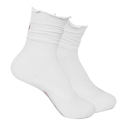 Sheer Confidence Premium Ruffle Crew Socks for Women, Athletic Gym & Performance Socks for Women, White Ruffle Socks for Casually and Workout Wearing, Womens Sport Socks, Medium / Large Size