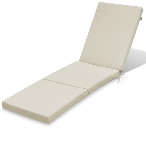 Ferocity Auflage für Gartenliege Sonnenliege 192x58x4 cm Faltbar | Polsterauflage für Rollliege Wetterfest & Waschbar Bezug abnehmbar | Model BEIGE [145]
