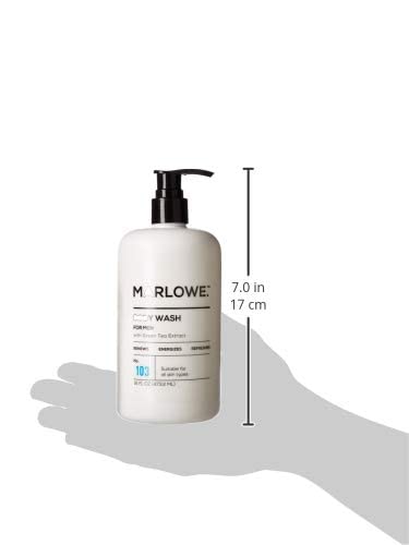 MARLOWE. No. 103 Mens Body Wash 16 oz, Energizing and Refreshing with Moisturizing Natural Willow Bark & Green Tea Extracts, Fresh Pine & Agarwood Scent