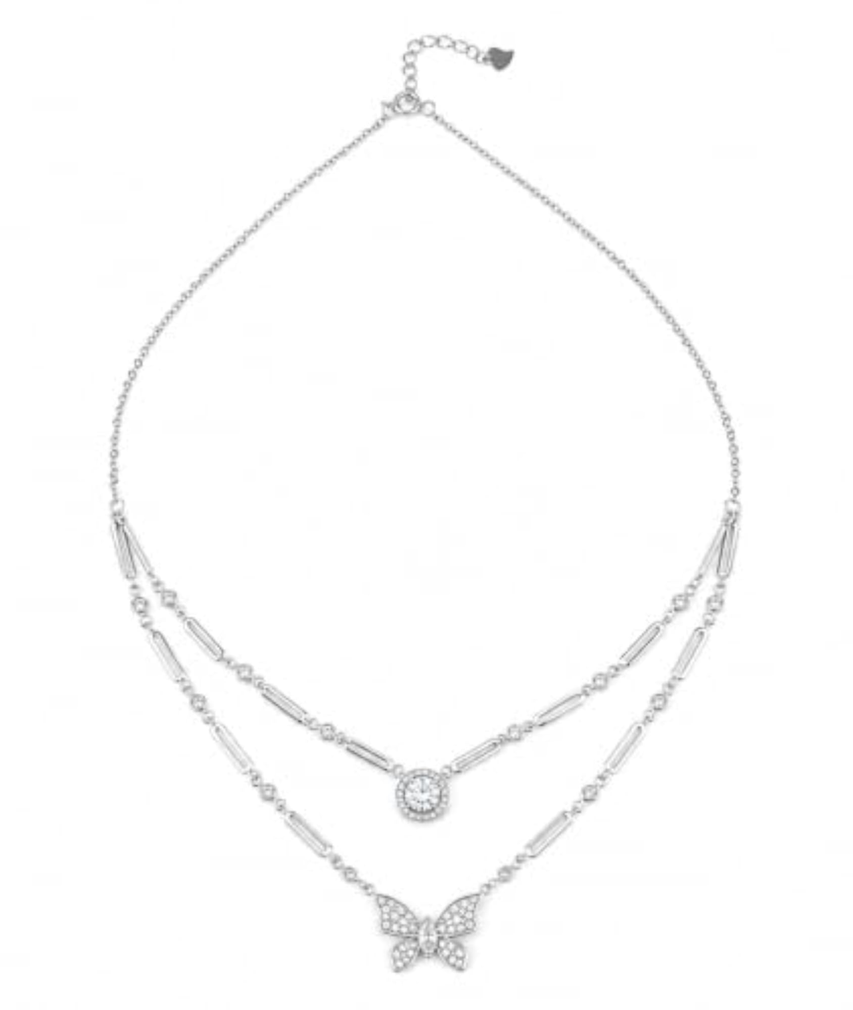 Sterling Silver 925 Layered Butterfly Pendant Necklace